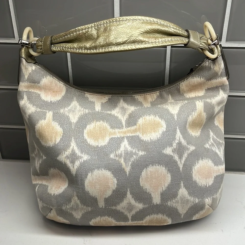 Coach Hobo Bag Kristin‎ Op Art Ikat Print Silver Gray Multi